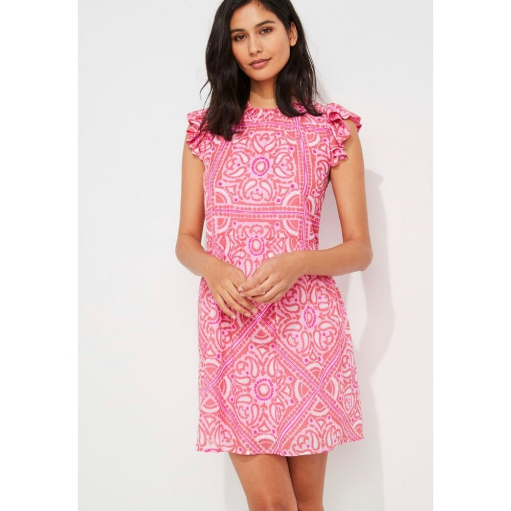 Vineyard Vines Island Scarf Print Ruffle Dress French Ruffled Classic 2